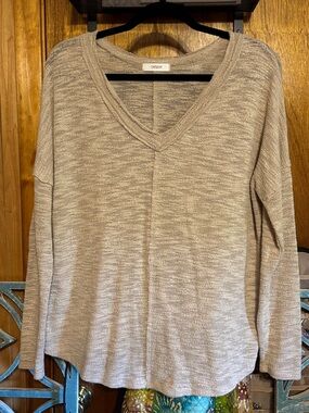 Cherish Taupe V-Neck Lightweight Knit Beach Vibes Lite Sweater